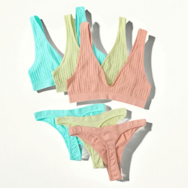Bralette Triangle Set - Seamless Bras Set Women Sexy Thongs