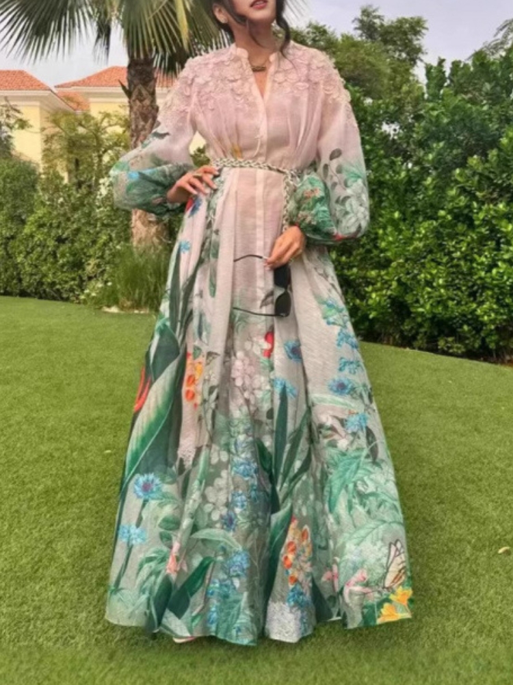 Linen Dress Wrap - Elegant Maxi Dress for Women V