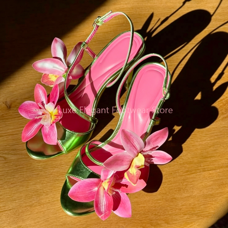 Red Flower Decor Back Strap Ho - Sandal Strappy Heeled review and price