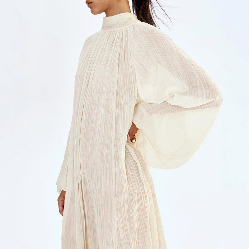 Ladies O-neck Long Sleeved Ple - Linen Dress Wrap review and price