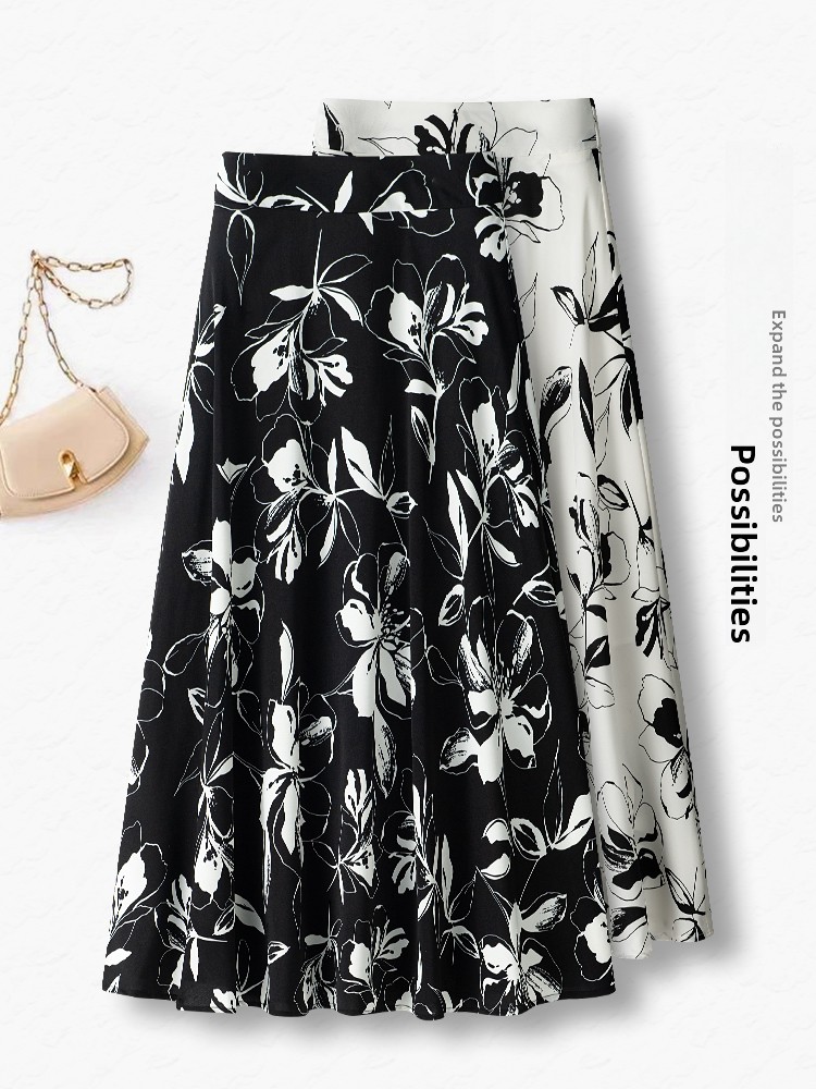 Summer Thin High Waist A-Line  - Midi Skirt Floral review and price