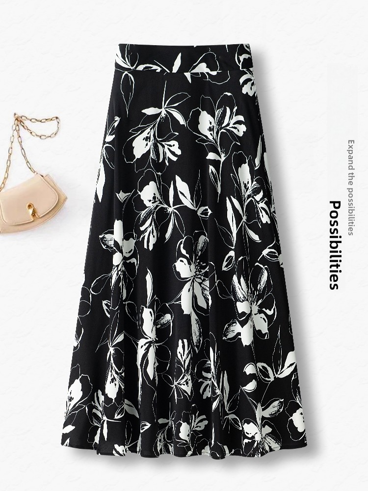 Summer Thin High Waist A-Line  - Midi Skirt Floral review and price