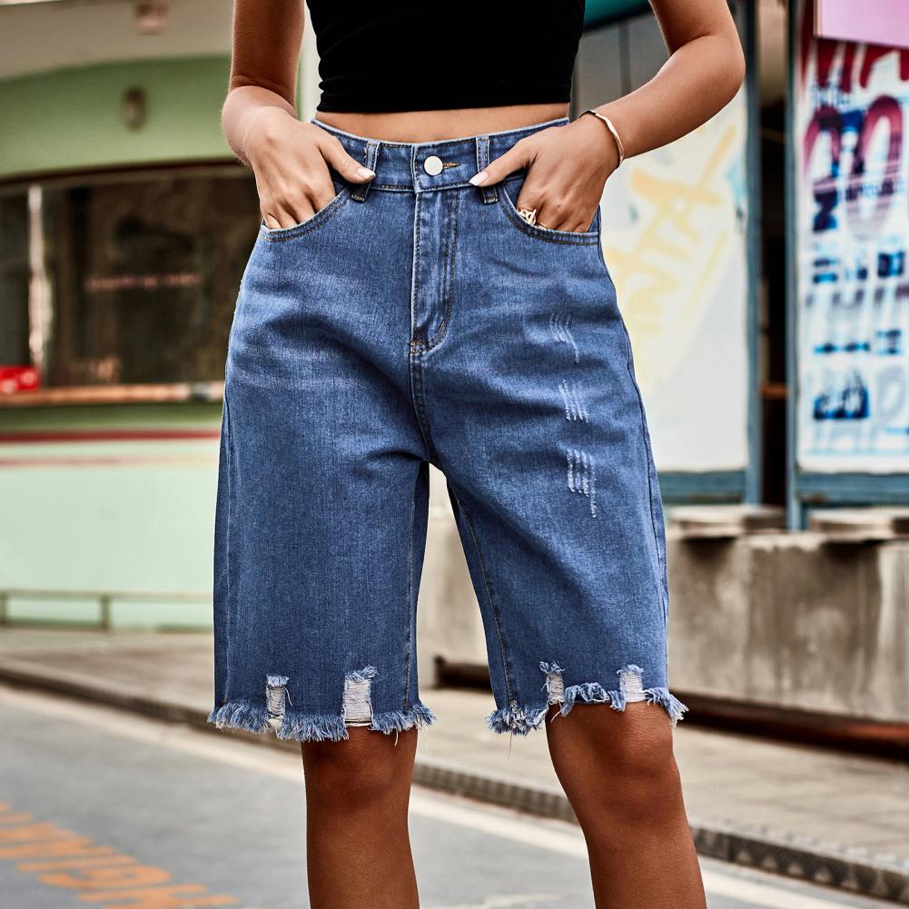 2026 Women's Distressed Bermud - Shorts Denim Frayed review and price