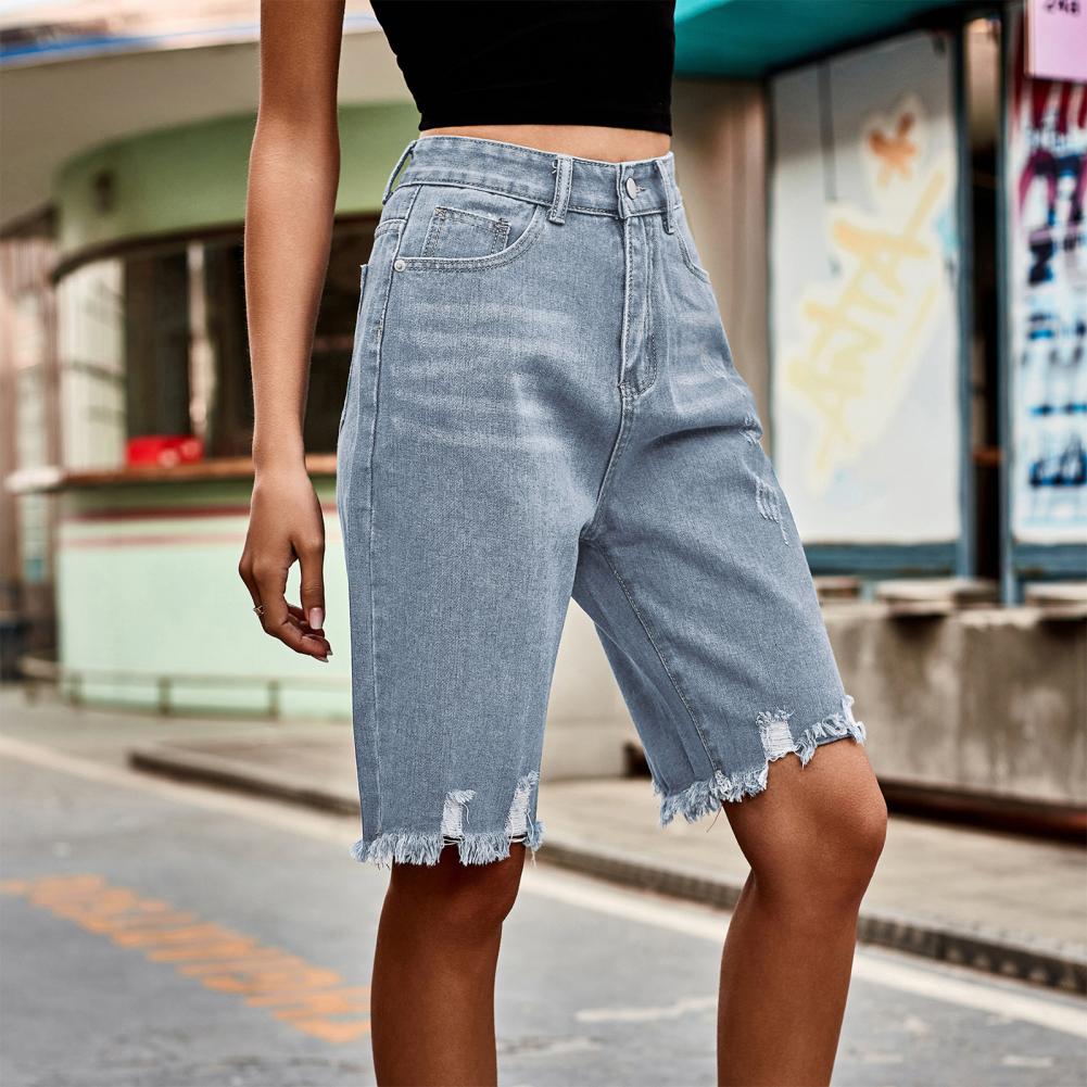 2026 Women's Distressed Bermud - Shorts Denim Frayed review and price