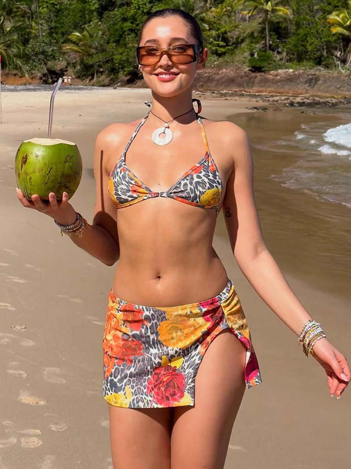 Hugcitar Polka Dot Print 3 Pie - Swimsuit Bikini Ruched review and price