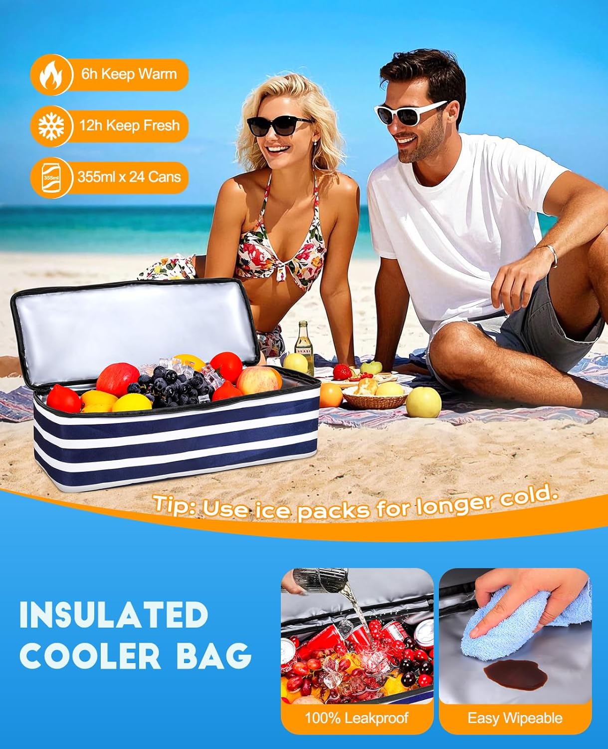 Beach Bag with Cooler, 49L Wat - Tote Bag Beach review and price