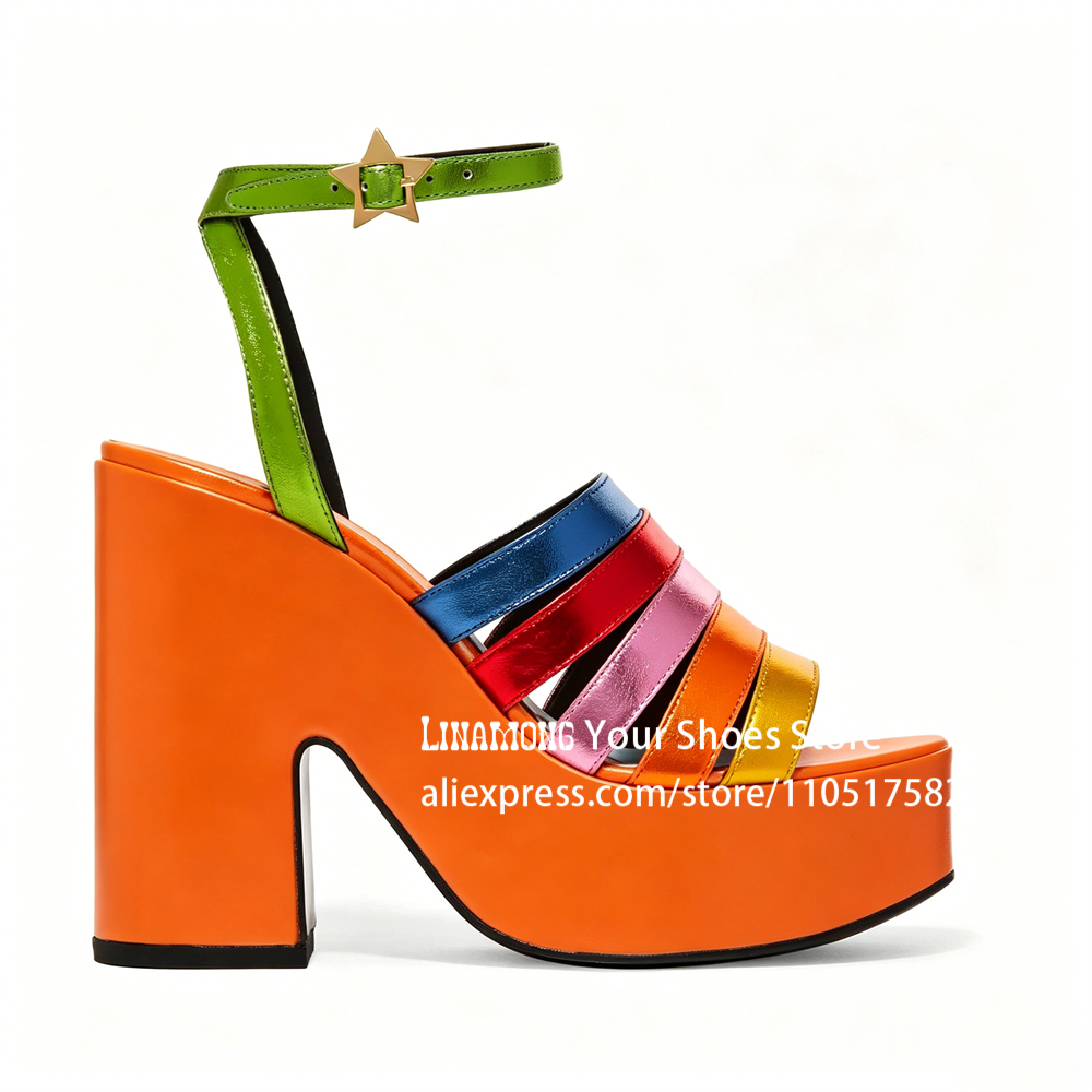 Multicolor Strappy Chunky Heel - Sandal Strappy Heeled review and price