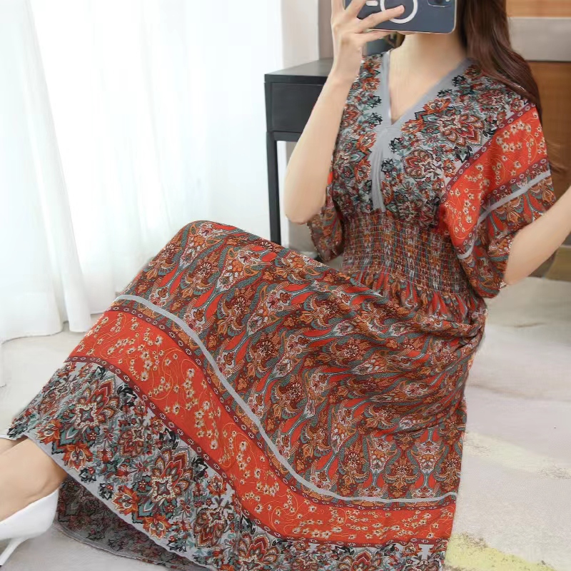Colorful Casual Holiday Dress  - Midi Skirt Floral review and price