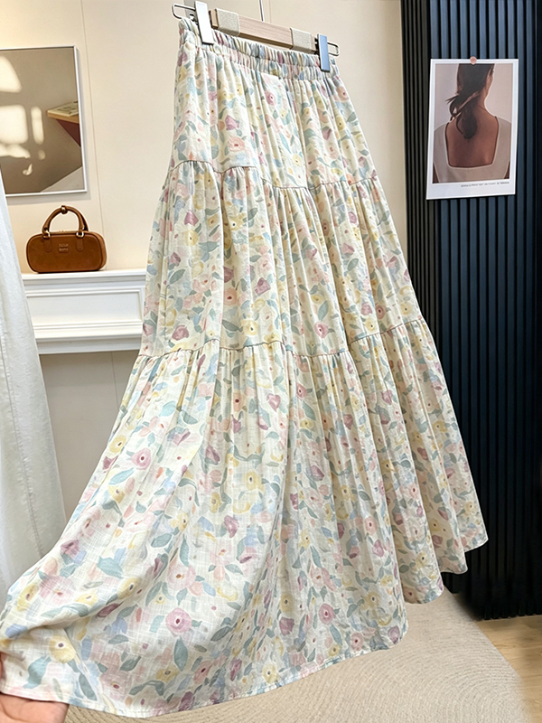Summer Floral Print A-Line Mid - Midi Skirt Floral review and price