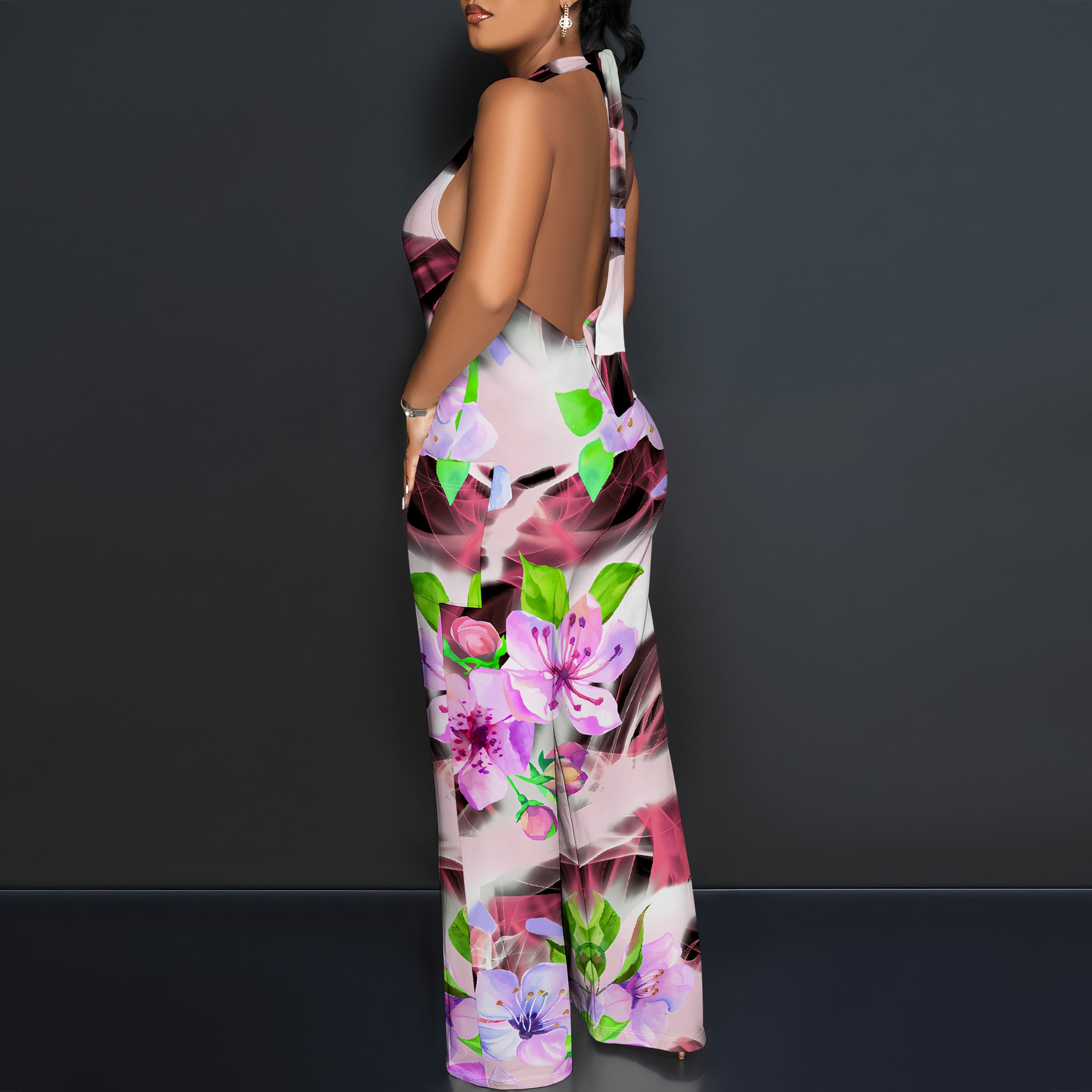 Floral Print Halter Jumpsuit - - Romper Floral Print review and price