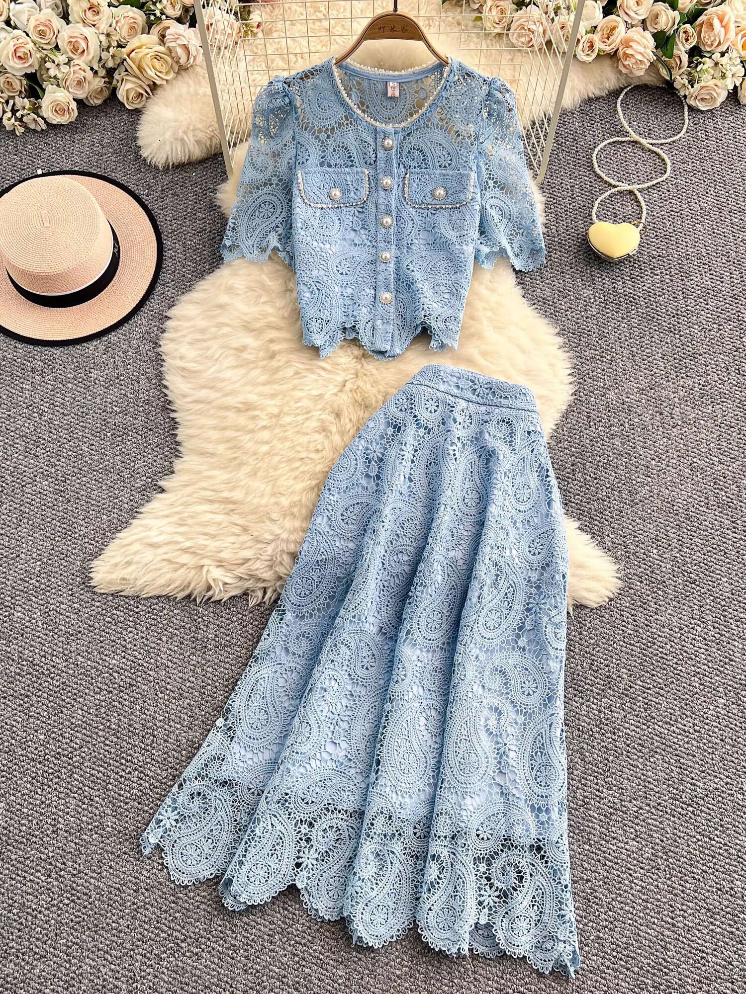 Elegant Pearl Long Dress Suits - Midi Skirt Floral review and price