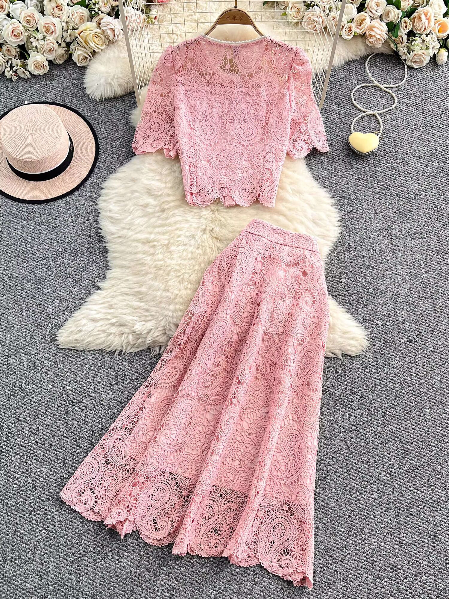 Elegant Pearl Long Dress Suits - Midi Skirt Floral review and price