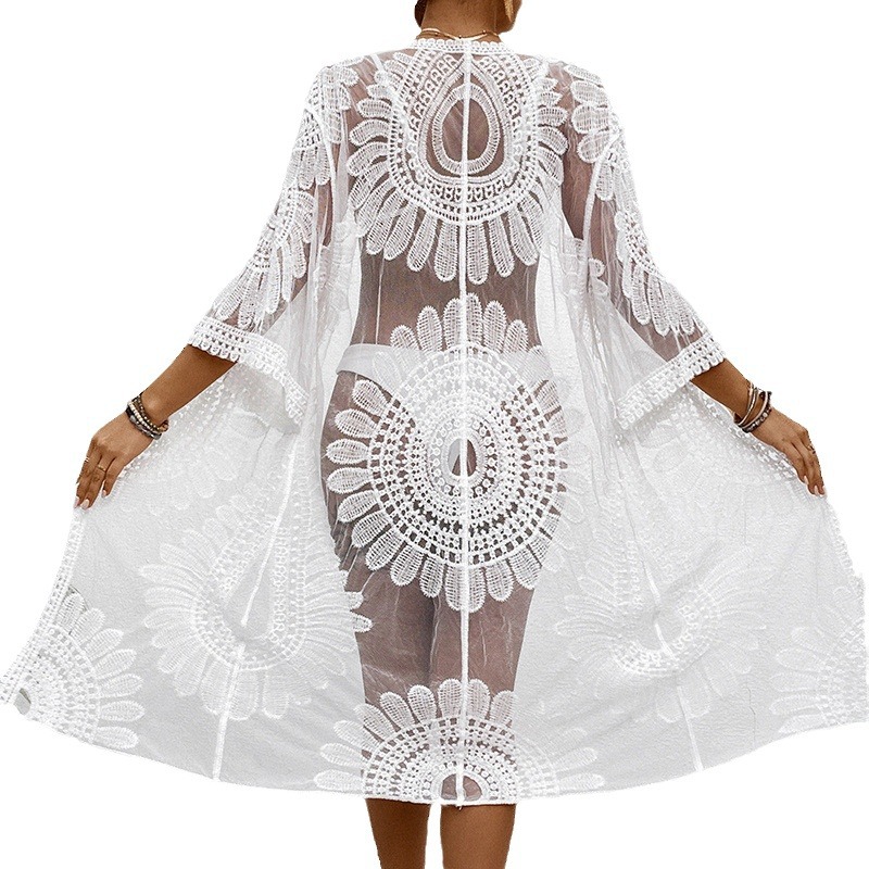 Lace Embroidered Lightweight K - Kimono Sheer Floral review and price