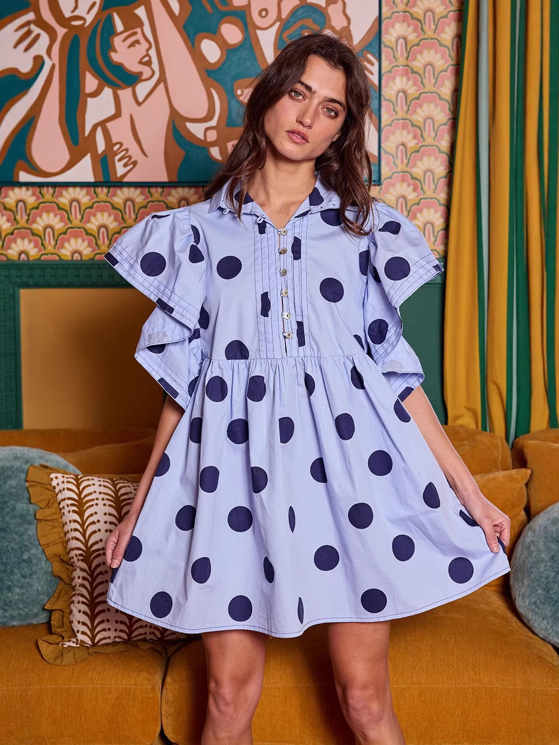 Spring Summer Polka Dot Print  - Blouse Off Shoulder review and price
