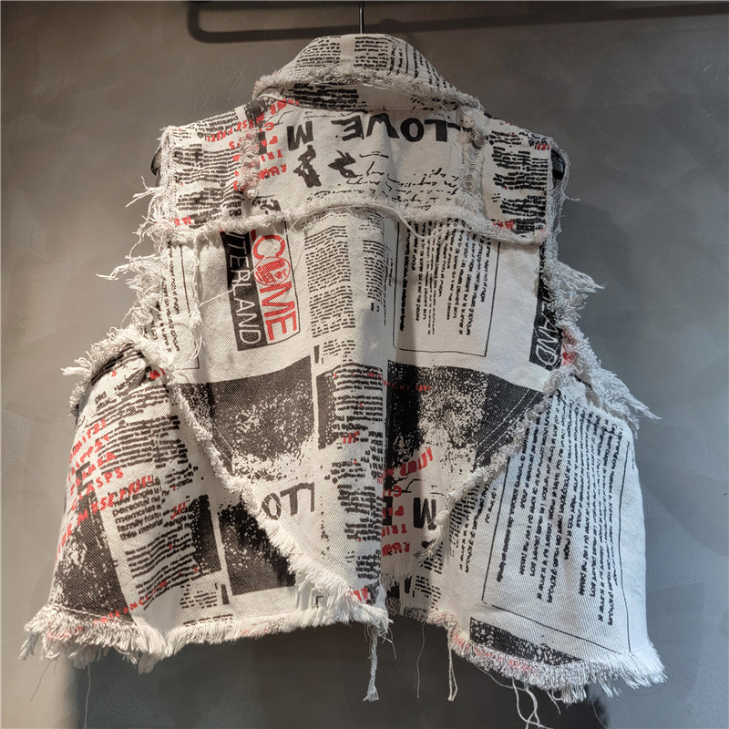 Chic Women Newspapers Letters  - Shorts Denim Frayed review and price