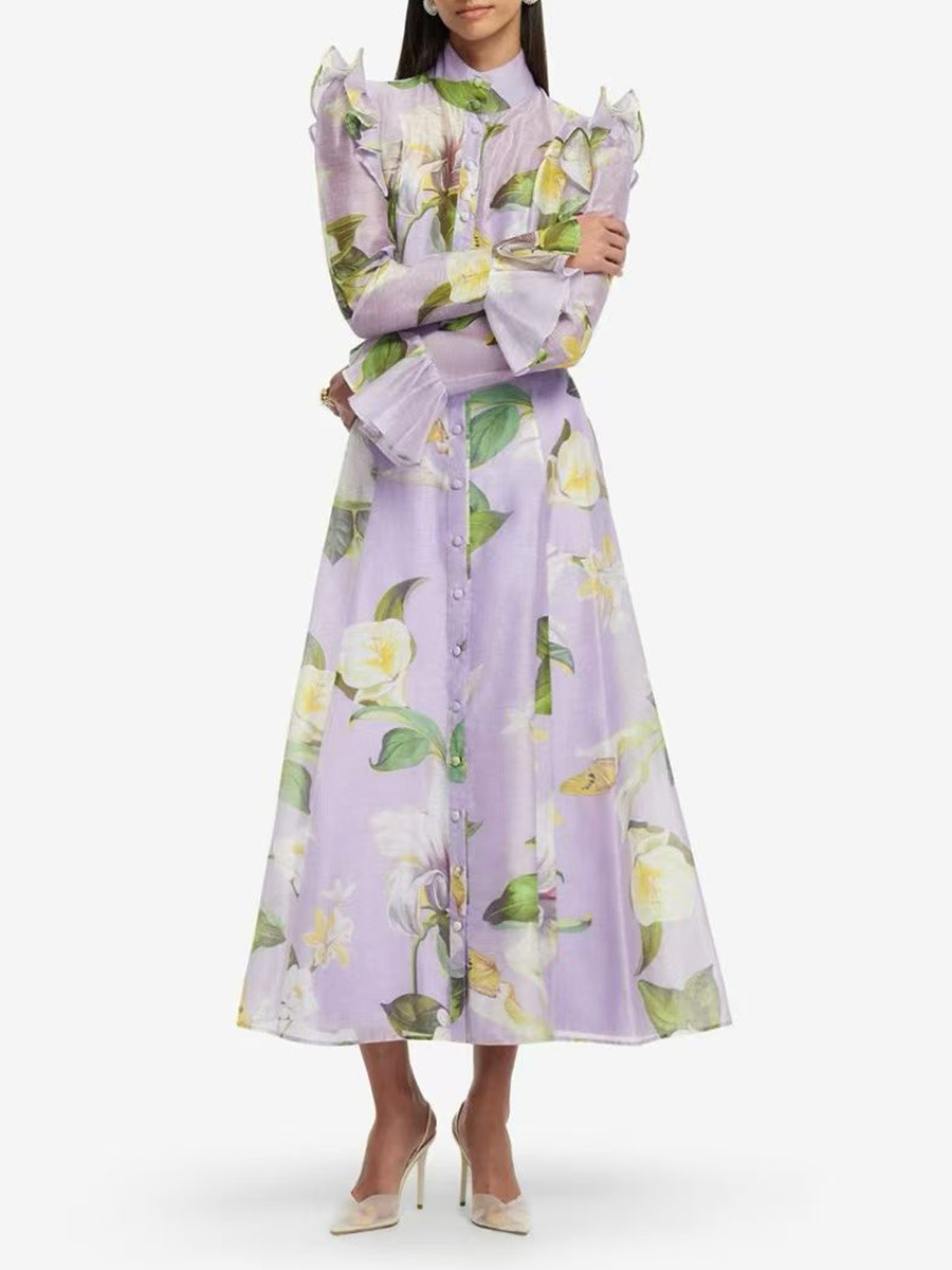 TWOTWINSTYLE Printing Spliced  - Linen Dress Wrap review and price