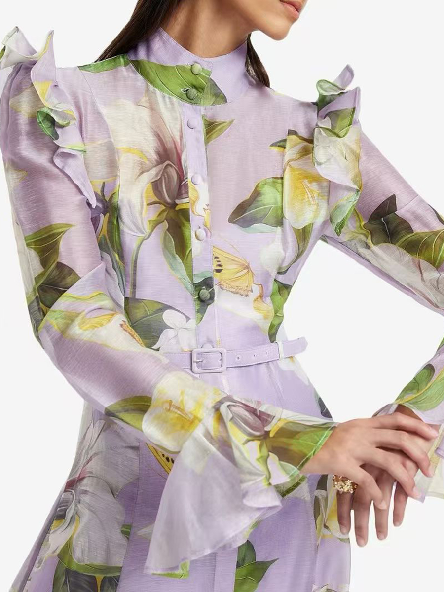 TWOTWINSTYLE Printing Spliced  - Linen Dress Wrap review and price