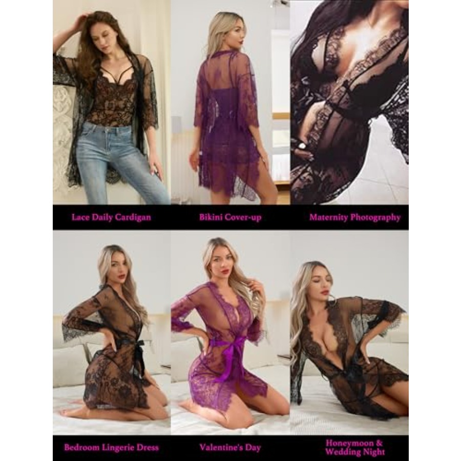 Narcisse Women's Floral Lace K - Kimono Sheer Floral review and price