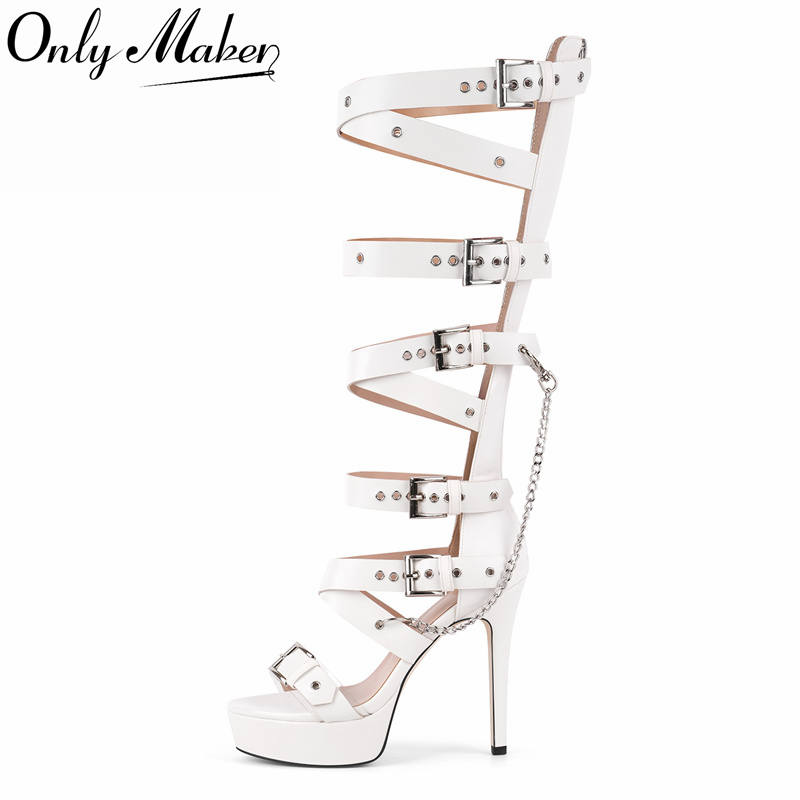 Onlymaker Platform Knee High E - Sandal Strappy Heeled review and price