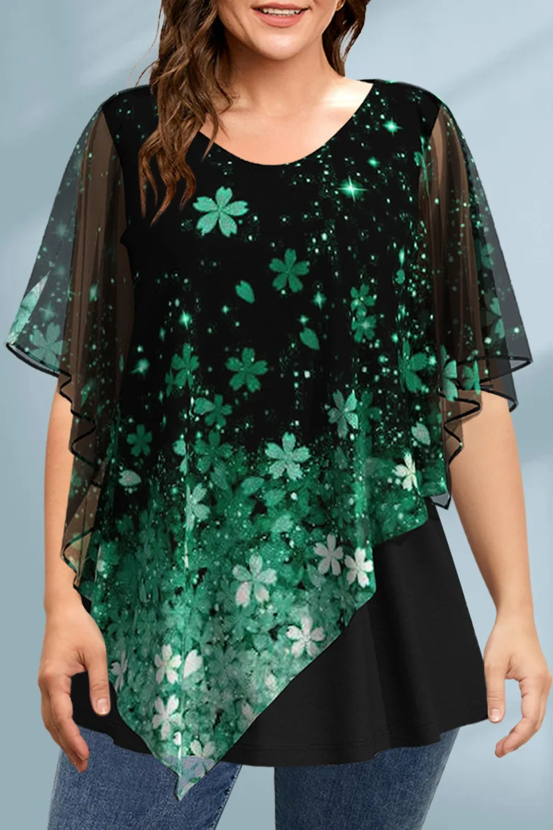 Women's Plus Size Blouse Chiff - Romper Floral Print review and price