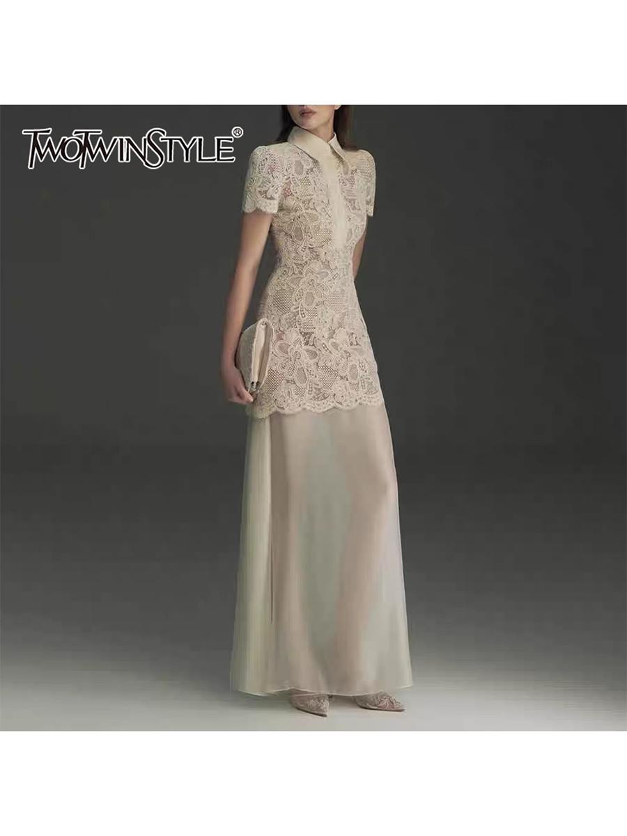 TWOTWINSTYLE Patchwork Lace Dr - Linen Dress Wrap review and price