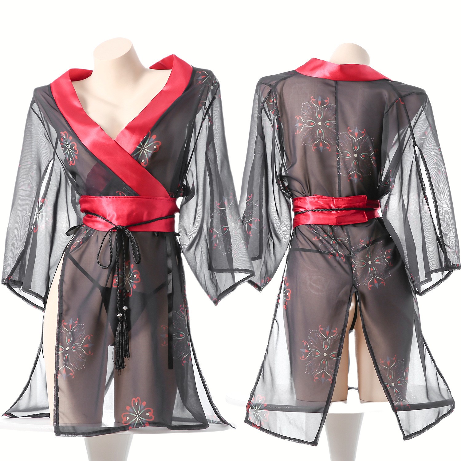 Women's Black Sheer Mesh Japan - Kimono Sheer Floral review and price