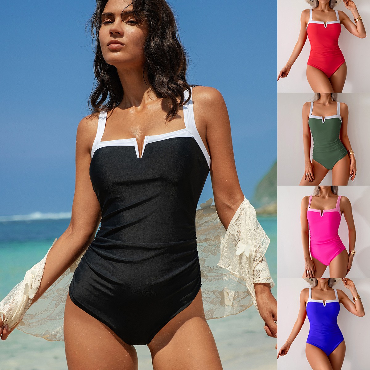 Swimwear Woman One Piece Swims - Swimsuit Bikini Ruched review and price