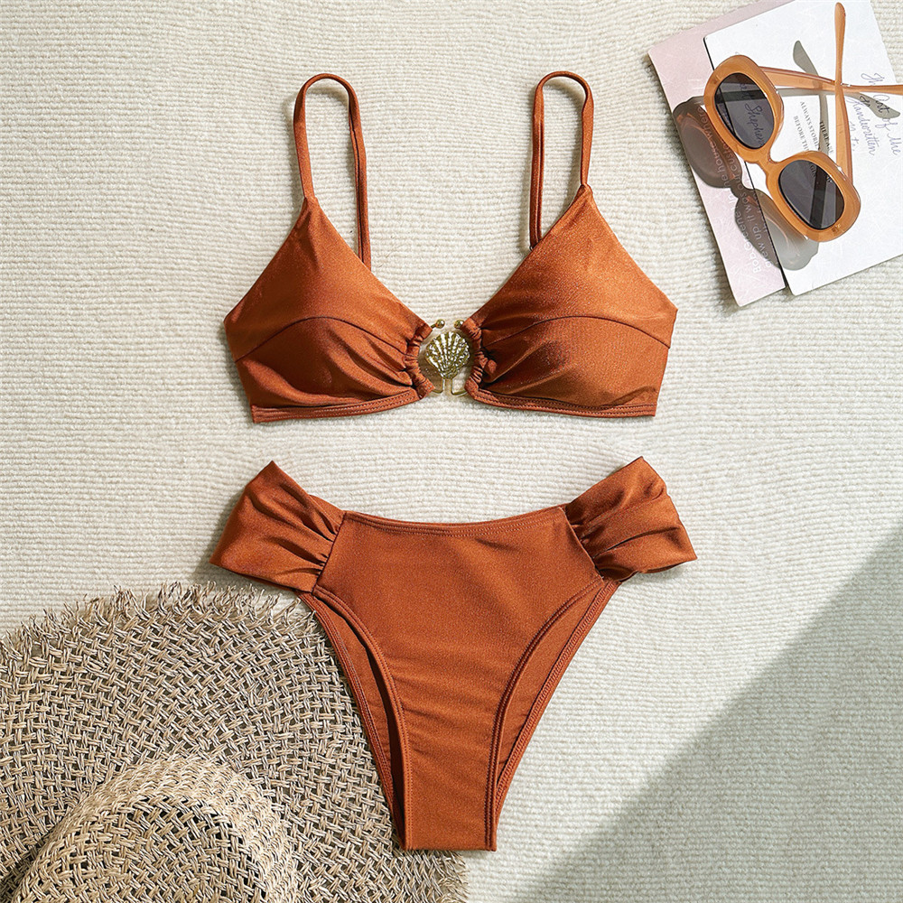 Metal Shell Ring Swimwear Sexy - Swimsuit Bikini Ruched review and price