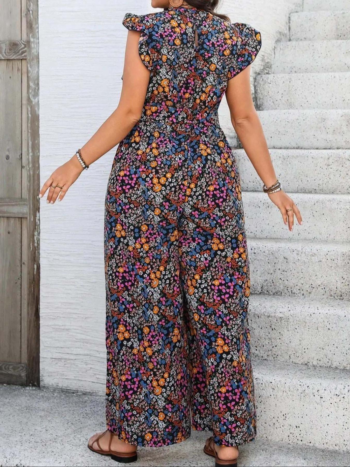 【Plus Size】 Floral Print Tie S - Romper Floral Print review and price
