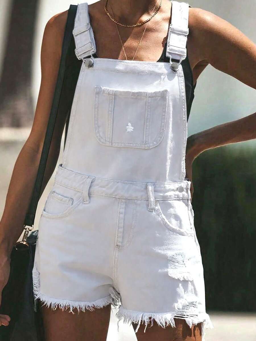 Womens White Distressed Denim  - Shorts Denim Frayed review and price